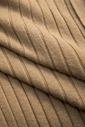 Robe midi tricotée beige vue complète style
