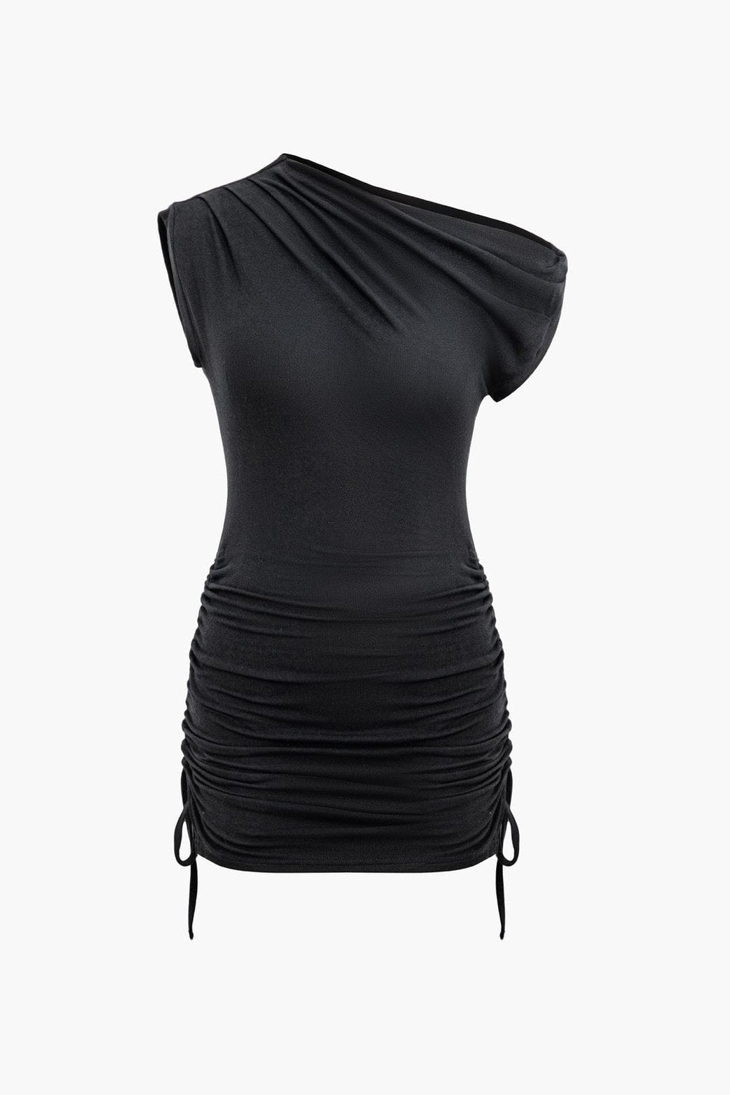 Robe asymétrique noire détail nœud élégante