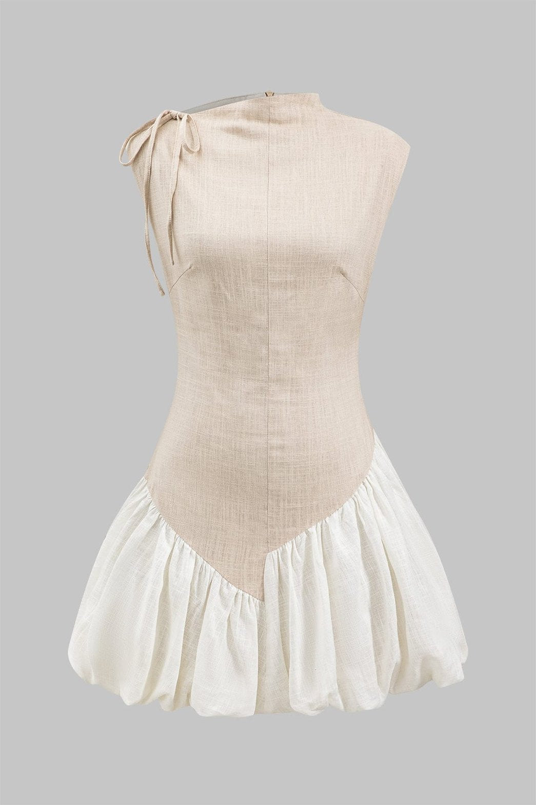 Robe mini lin beige ajustable soleil