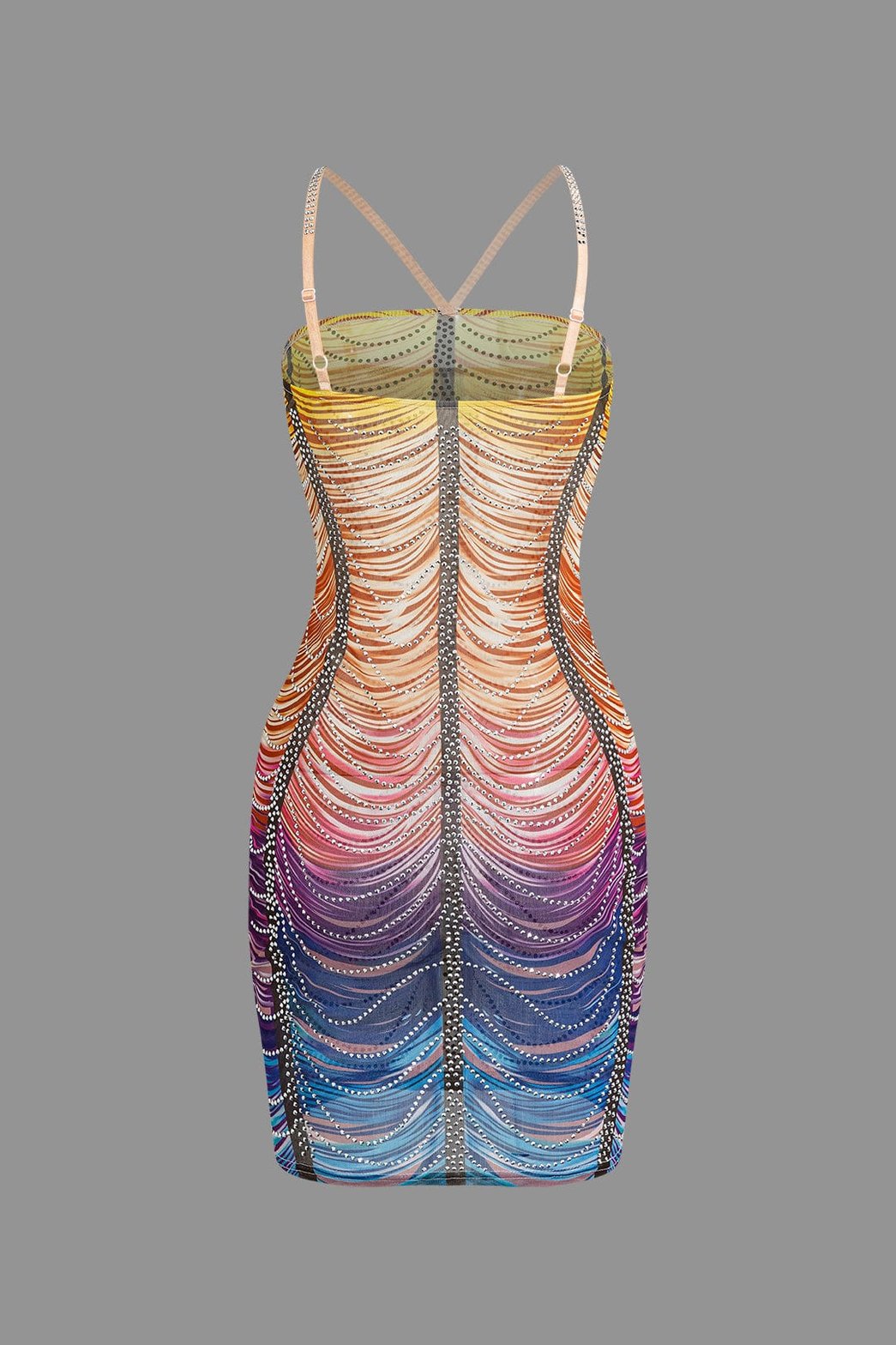 Robe moulante dégradé multicolore étoile