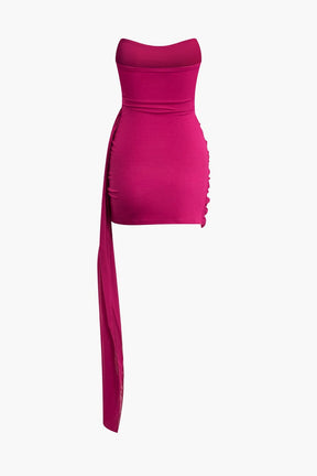 Robe courte sans bretelles drapée - Passion
