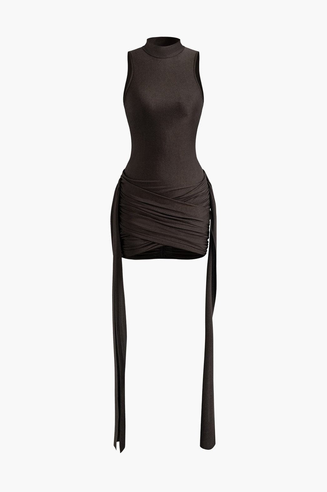 Robe moulante noire col montant élégante doux