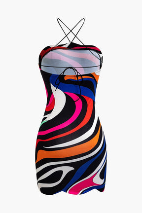 Robe courte imprimé graphique élégance