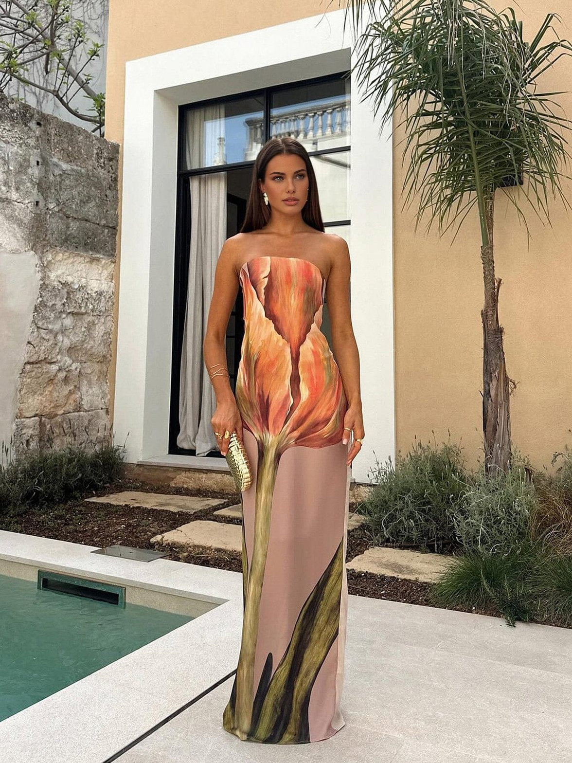 Robe satin floral vue avant sublime