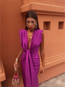 Robe élégante plissée vue latérale cristal