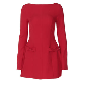 Vue arrière robe rouge plissée - Grâce
