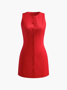 Robe Rouge Élégante Sans Manches