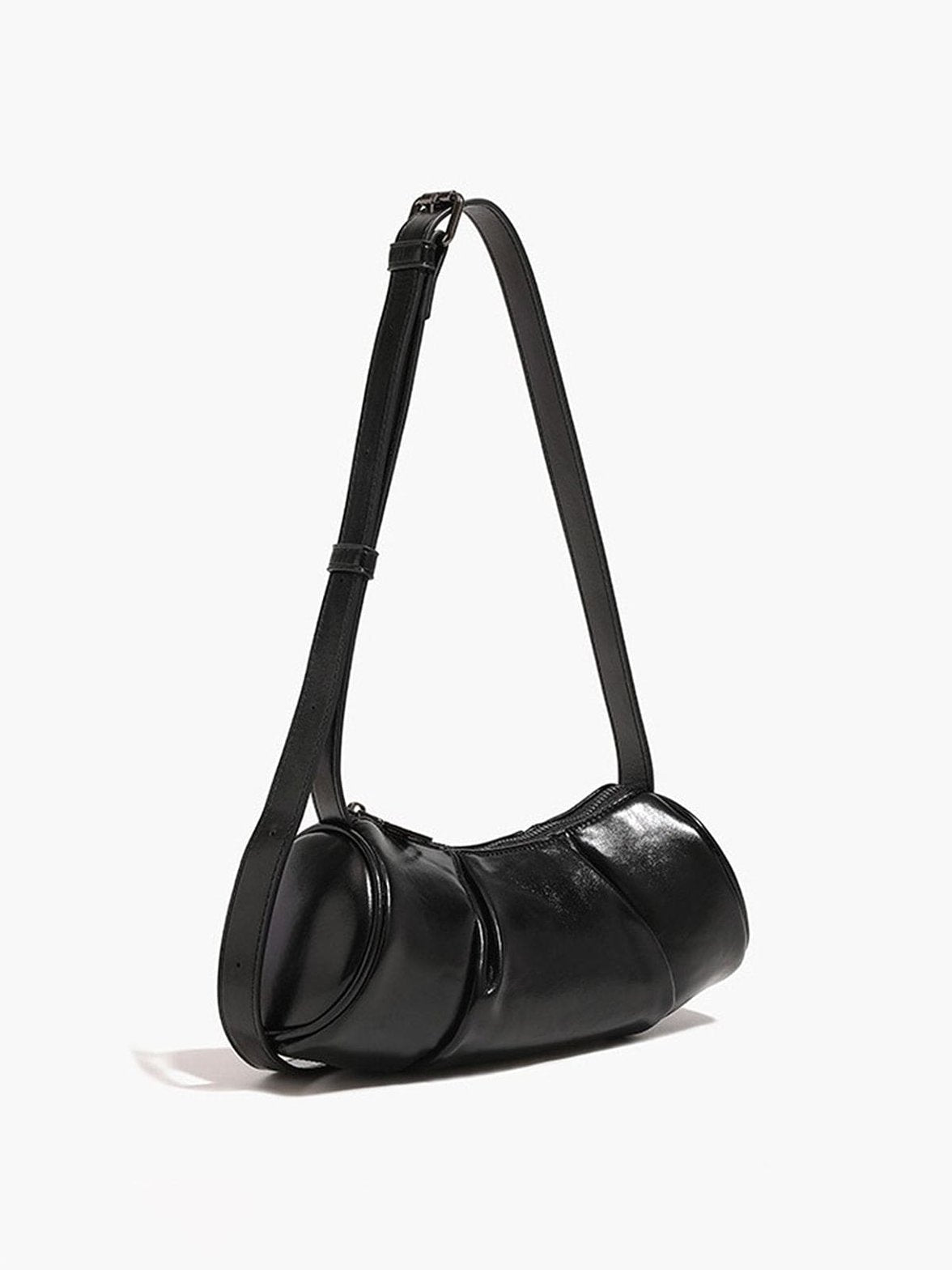 Sac cylindrique noir vue de côté lune