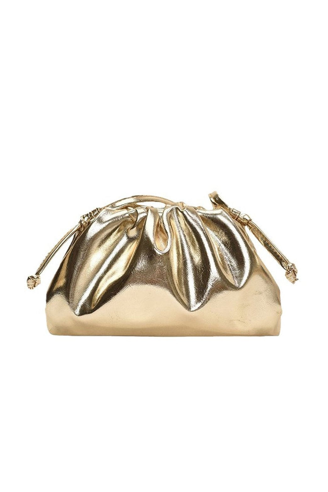 Sac baguette doré métallisé vue de face soleil