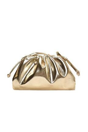 Sac baguette doré métallisé vue de face soleil
