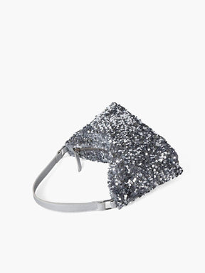 Sac élégant à paillettes argentées lune