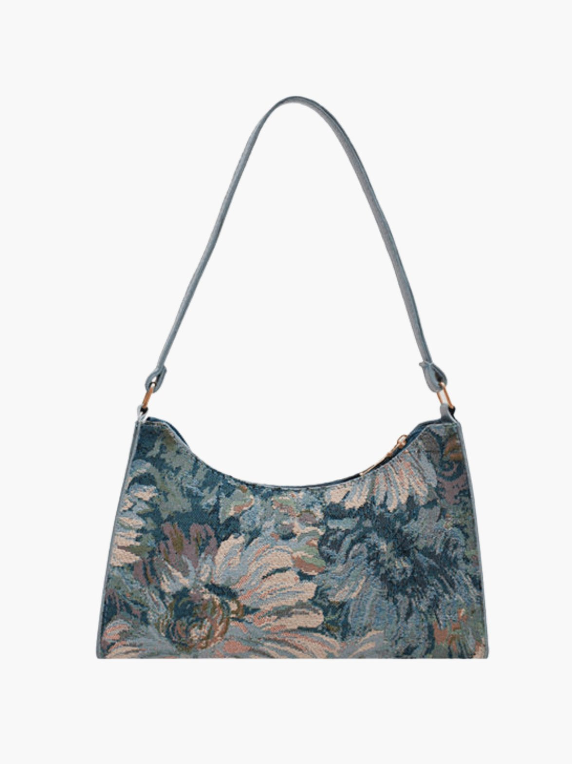 Sac baguette vintage motif peinture vue avant soleil