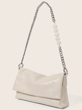 Sac bandoulière en cuir blanc cassé vue détaillée lune