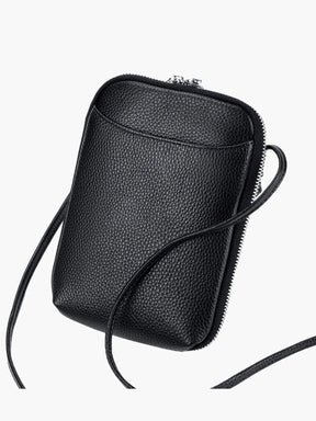 Vue détaillée sac cuir noir raffiné perle