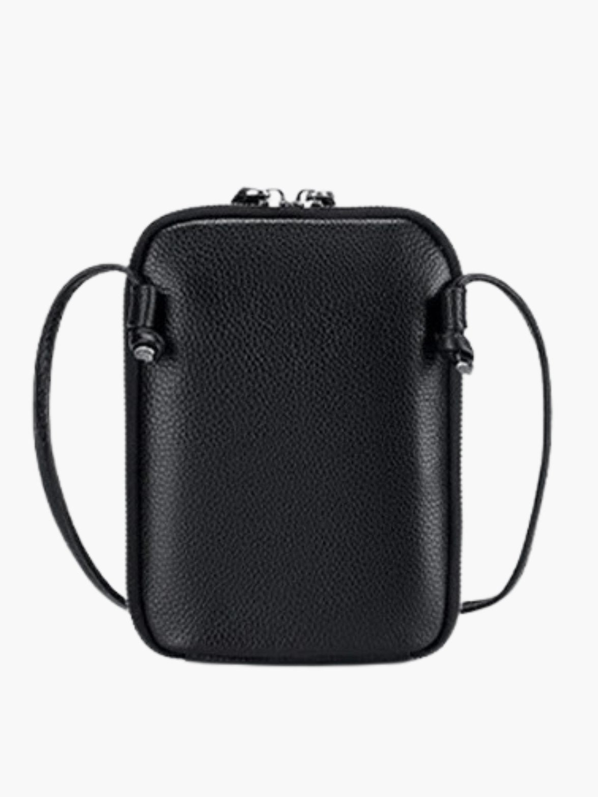 Sac à bandoulière en cuir noir élégant soleil