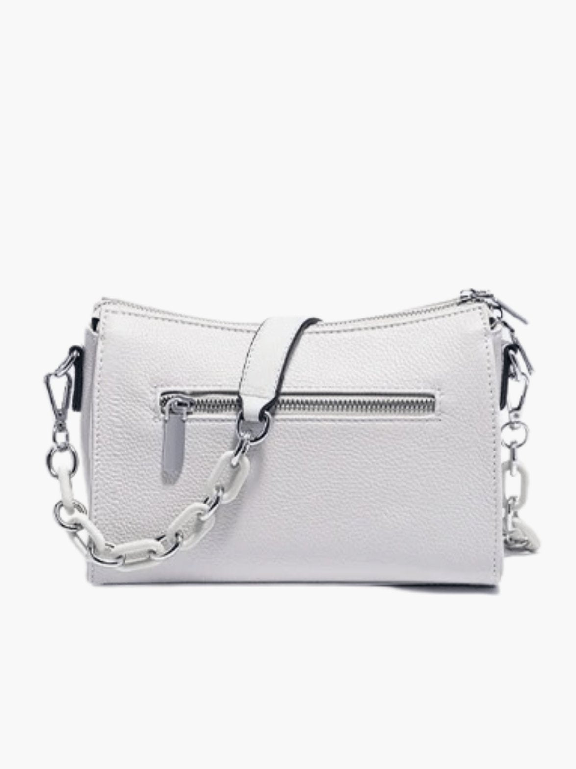 Sac bandoulière blanc vue latérale perle