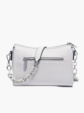 Sac bandoulière blanc vue latérale perle