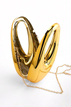 Sac bandoulière métallique doré vue détaillée radieux