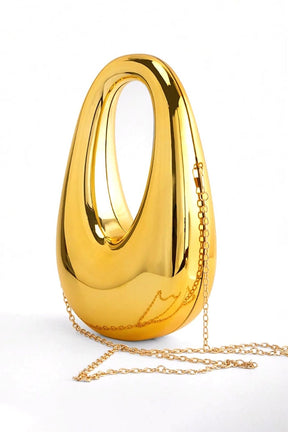 Sac bandoulière métallique doré vue côté éclatant