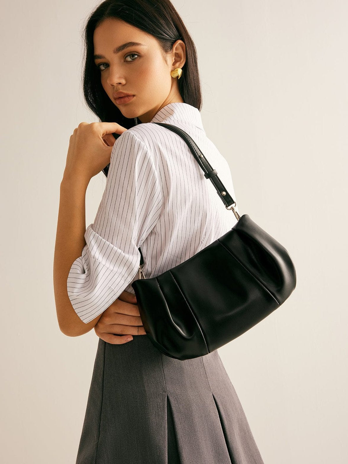 Sac bandoulière plissé vue intérieure - Sérénité