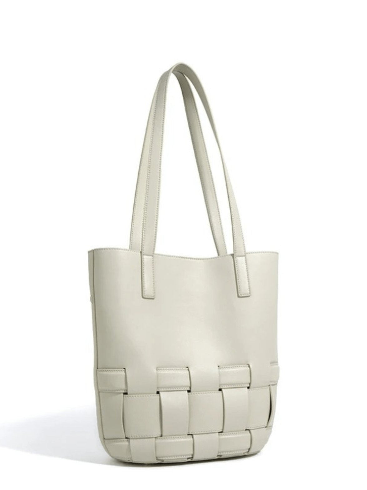 Sac en cuir beige vue de côté doux