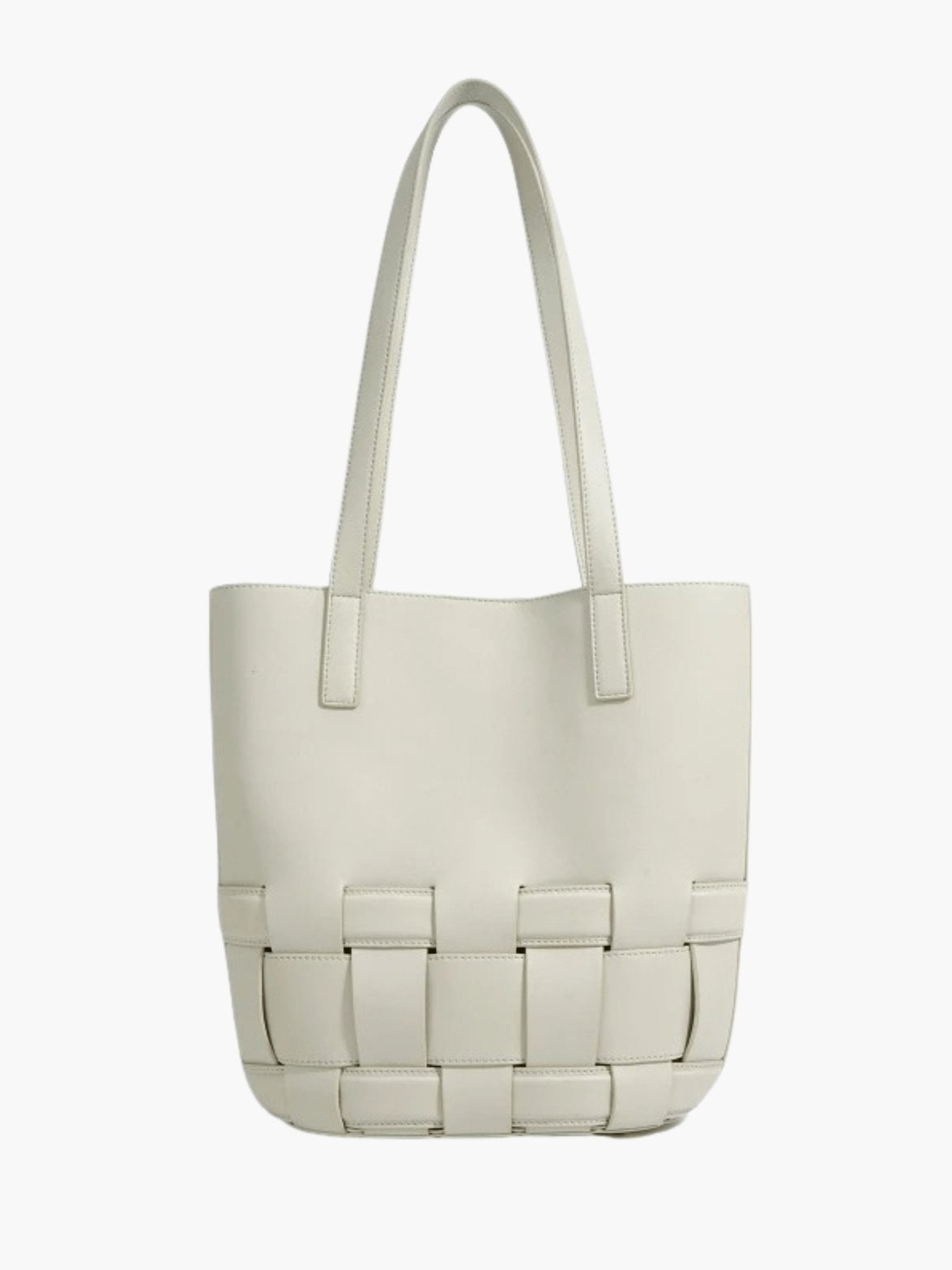 Sac en cuir beige vue de face soleil