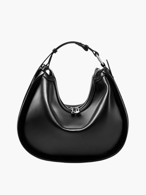 Sac croissant en cuir bordeaux vue portée nuage