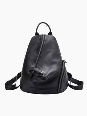 Sac à dos cuir noir vue avant soleil