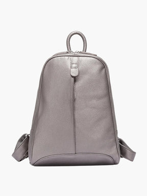 Sac à dos en cuir gris détail bandoulière feuille