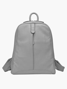 Sac à dos en cuir gris vue latérale pluie