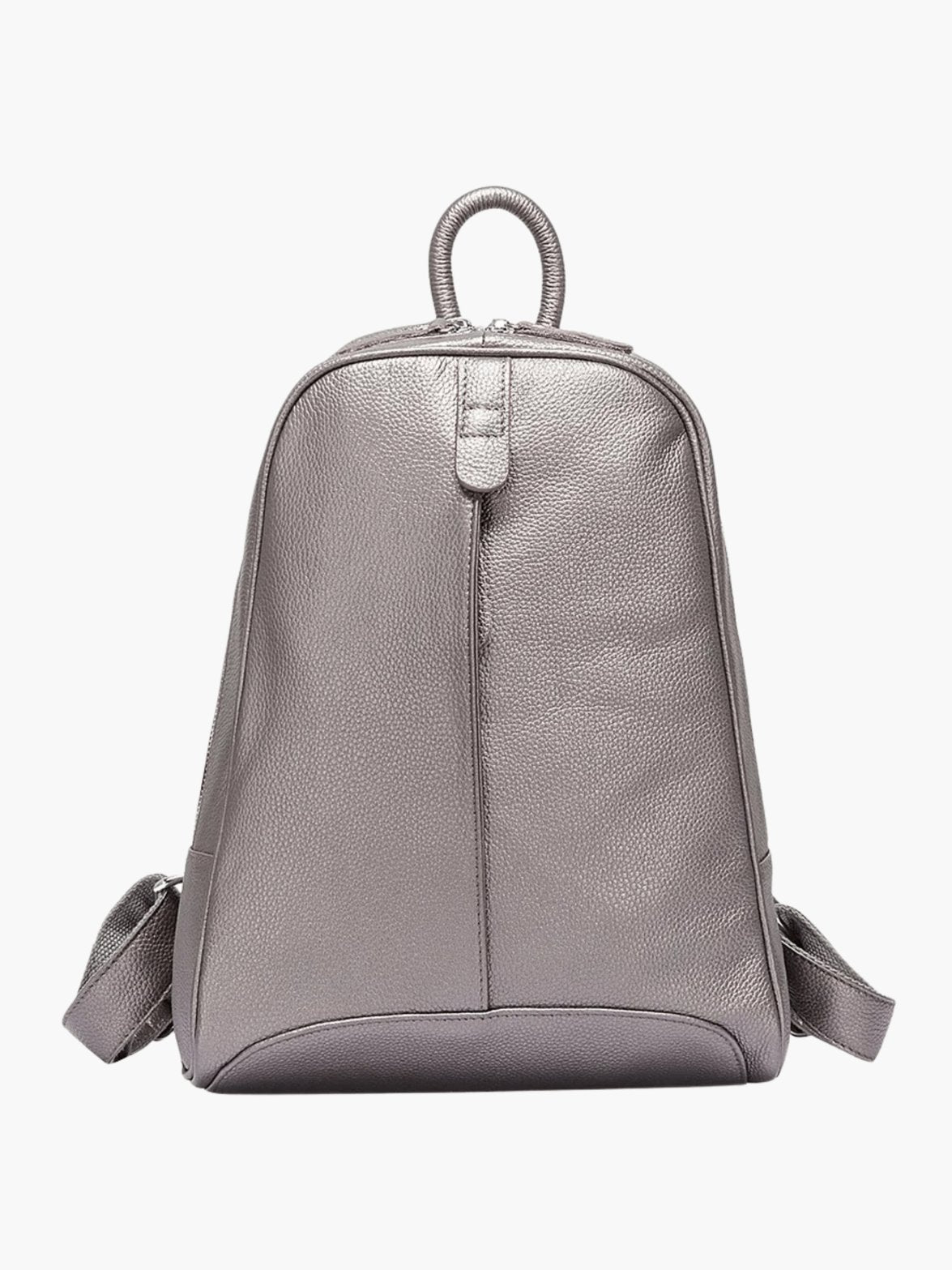 Sac à dos en cuir gris vue avant papillon