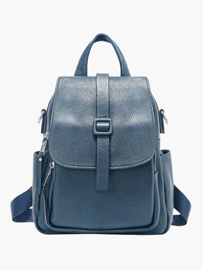 Sac à dos en cuir bleu bandoulière arc