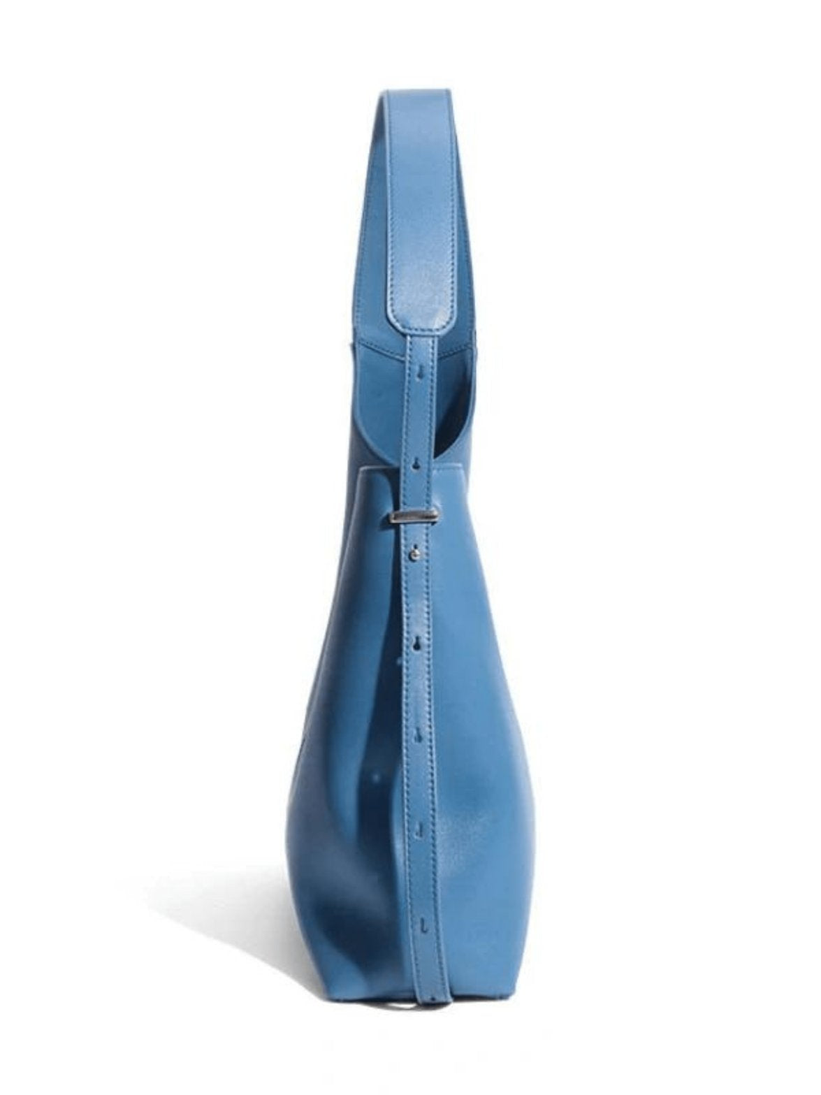 Sac hobo en cuir bleu vue intérieure lune