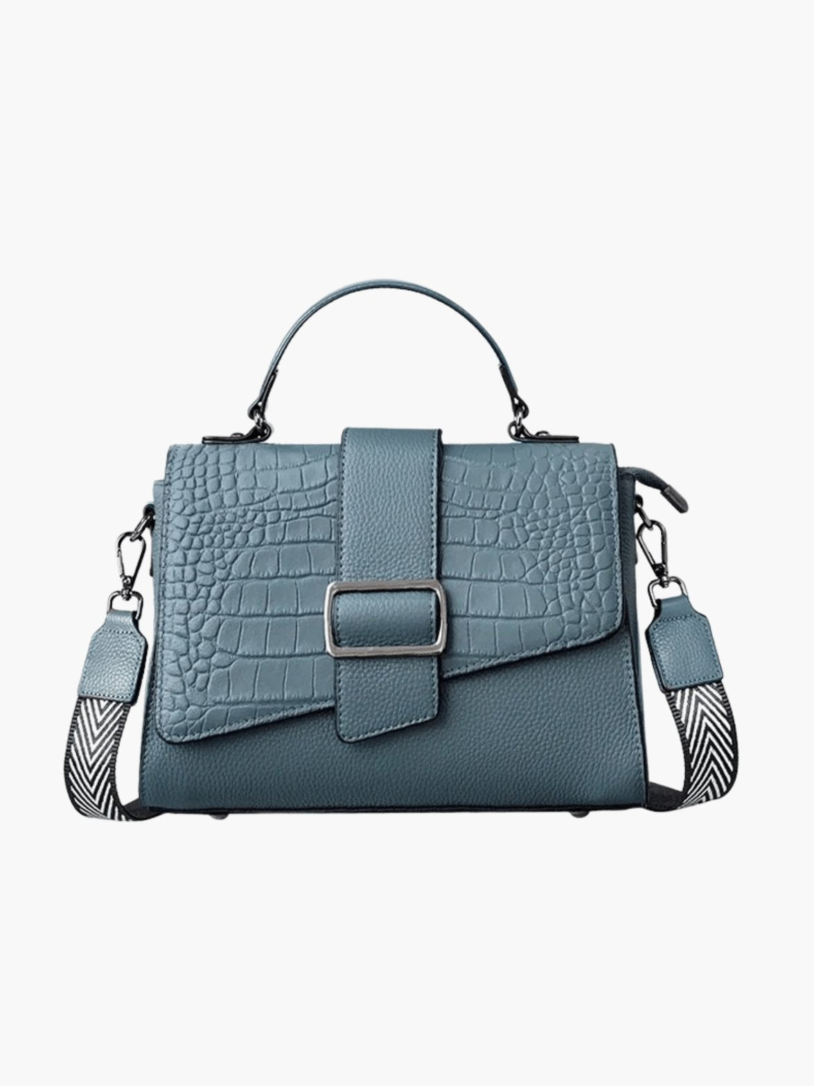 Sac en cuir motif alligator détail couture voyage