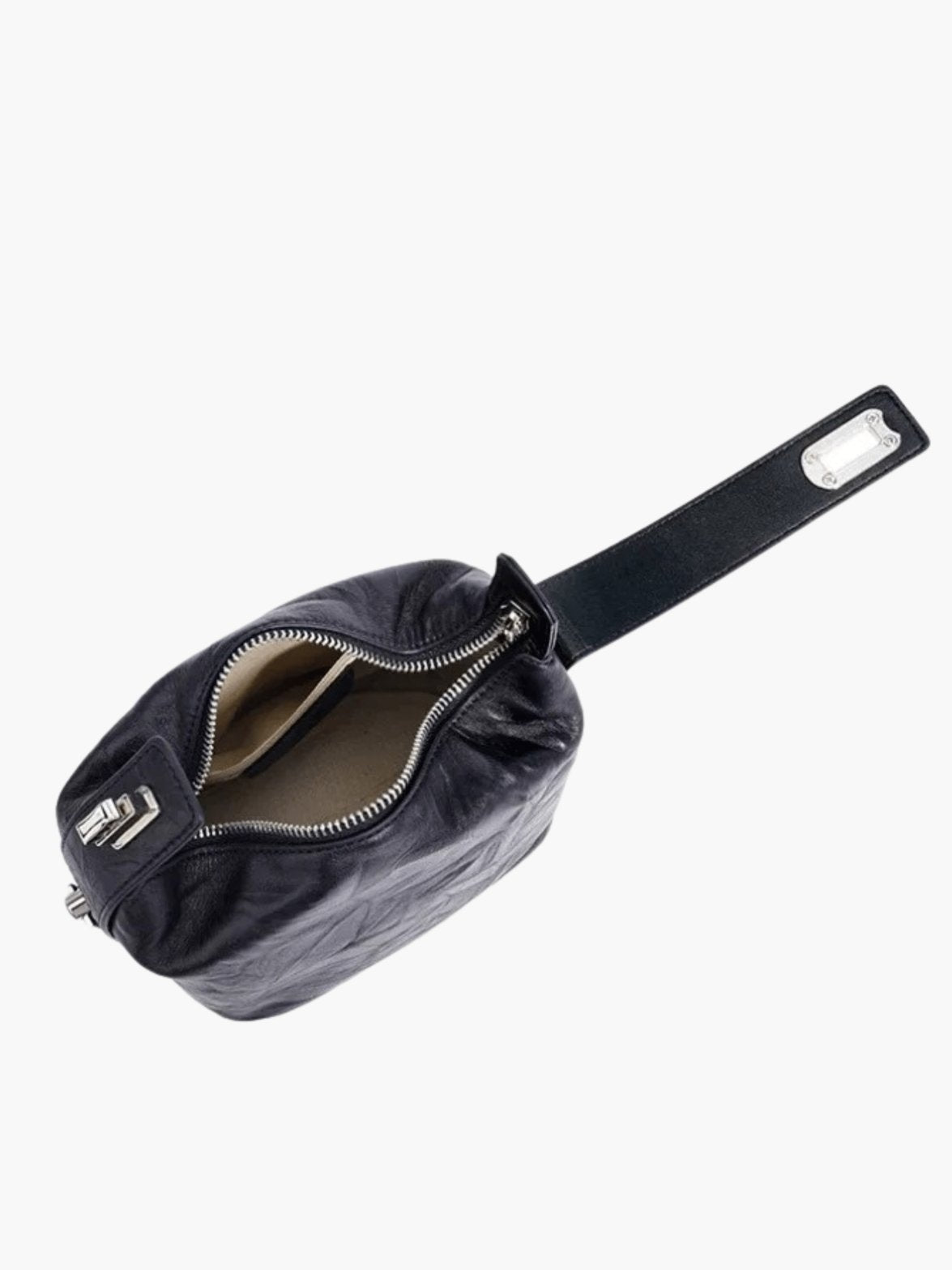 Sac en cuir noir détail bandoulière harmonie