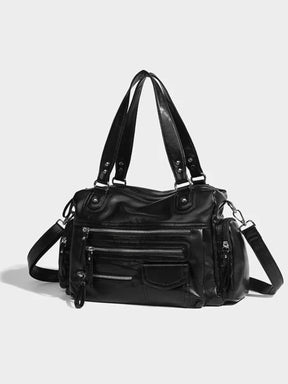 Sac en cuir noir vue intérieure lune