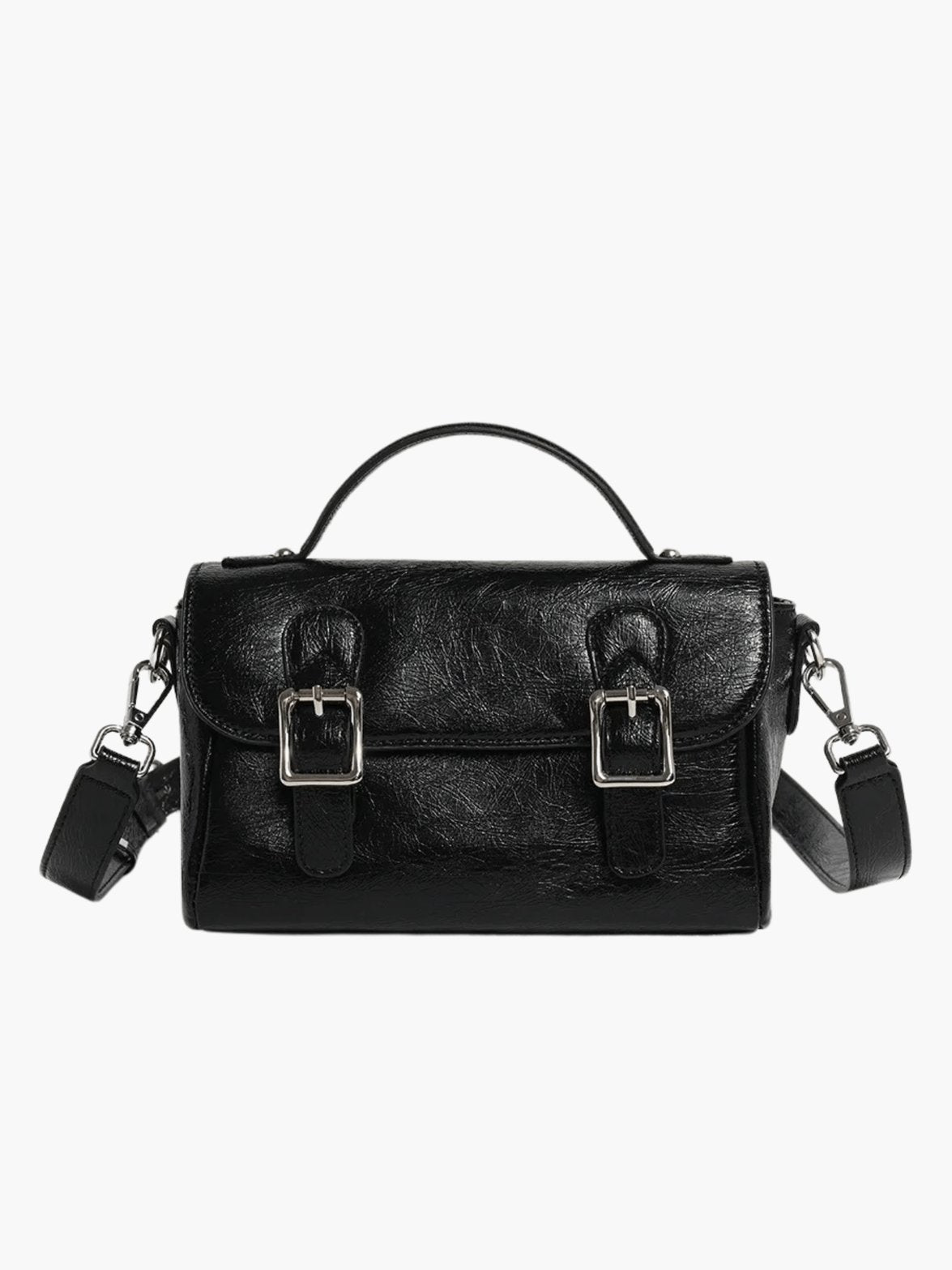 Sac en cuir rose détail boucle fleur