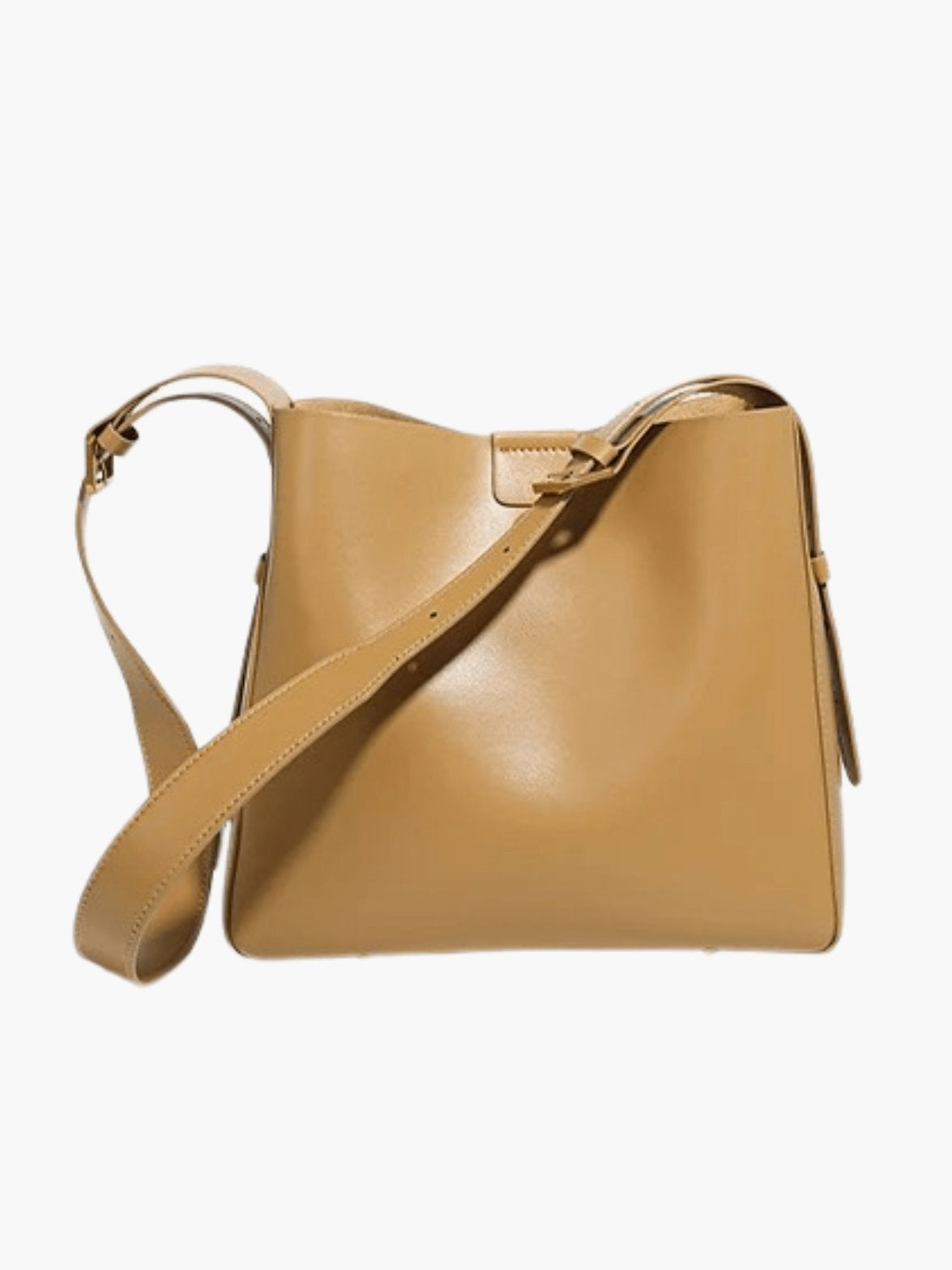 Sac seau en cuir camel vue détaillée fleur
