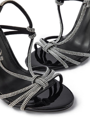 Vue arrière sandale à talon avec bride cheville cristal