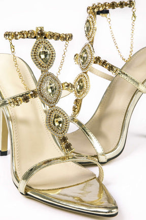 Chaussures de luxe dorées scintillant