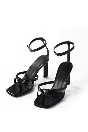 Sandales élégantes noires à talons hauts soleil