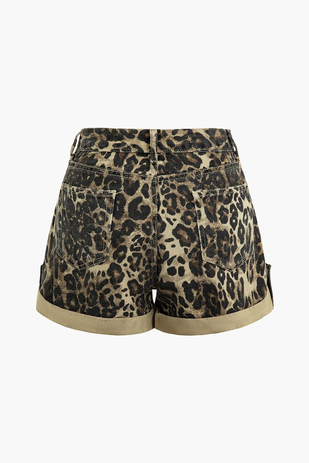 Short denim léopard vue côté fleur