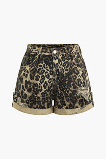 Short denim léopard vue avant soleil