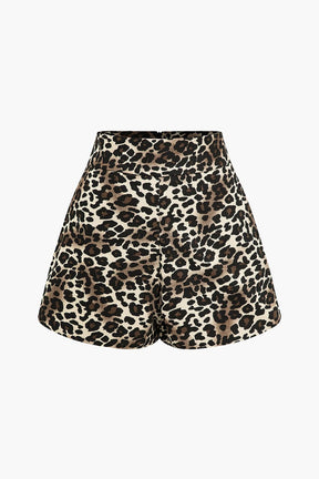 Short léopard taille haute vue latérale lune