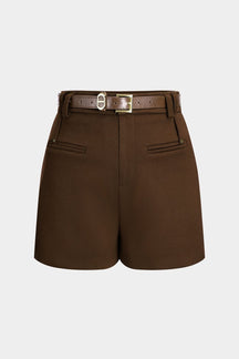 Short taille haute bordeaux vue complète plume