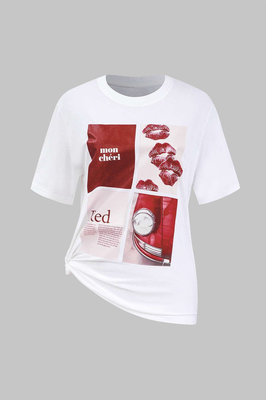 T-shirt blanc imprimé graphique rouge papillon