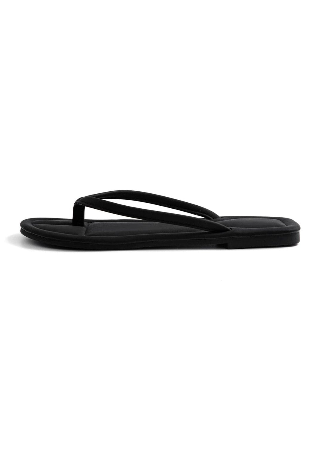 Tongs rembourrées noires vue arrière océan
