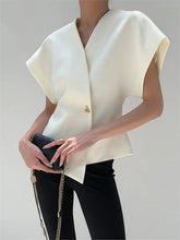 Top asymétrique blanc élégant vue de face - Étoile