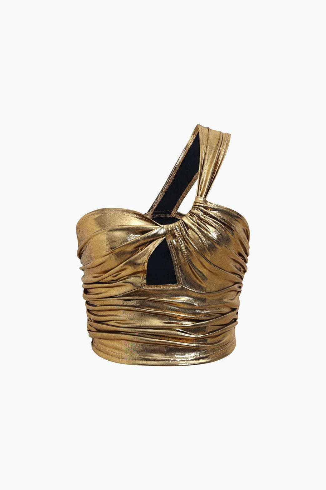 Top asymétrique doré métallisé soleil