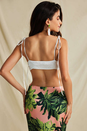 Détail du nœud sur top bralette blanc douceur